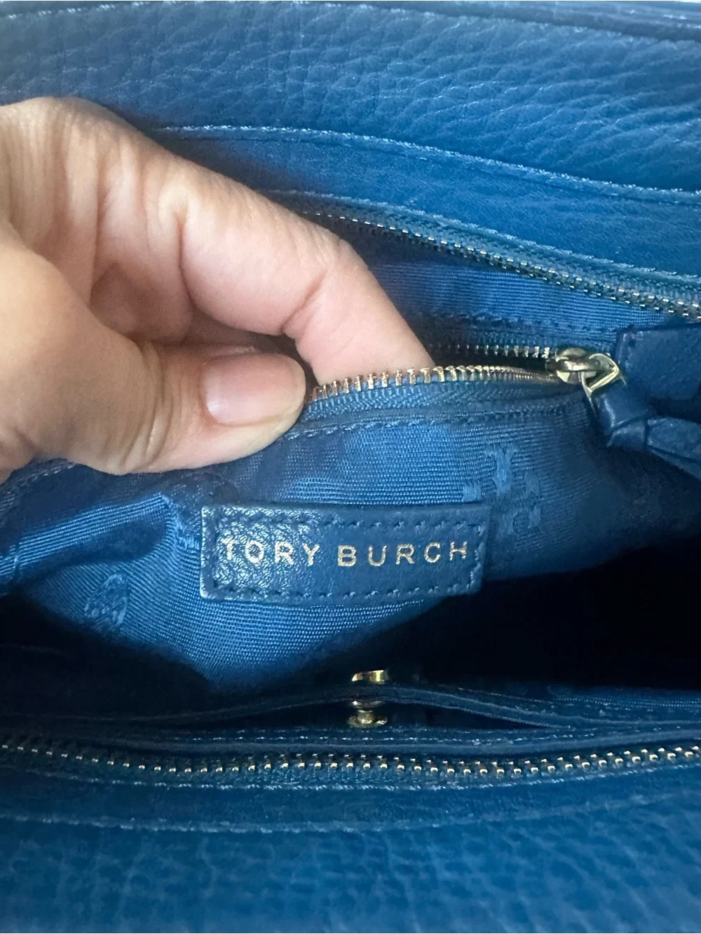 TORY BURCH Blue Leather Satchel with Removable Strap
